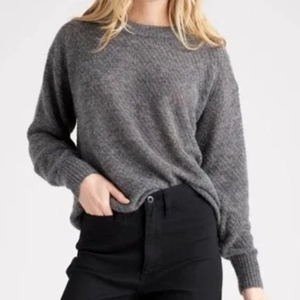 NEW NWT! QUINCE BABY ALPACA-WOOL DIAMOND STITCH CREW SWEATER JUMPER KNIT sz M